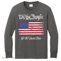 US Constitution We The People With Distressed Flag Kids Long Sleeve Shirt thumb 0
