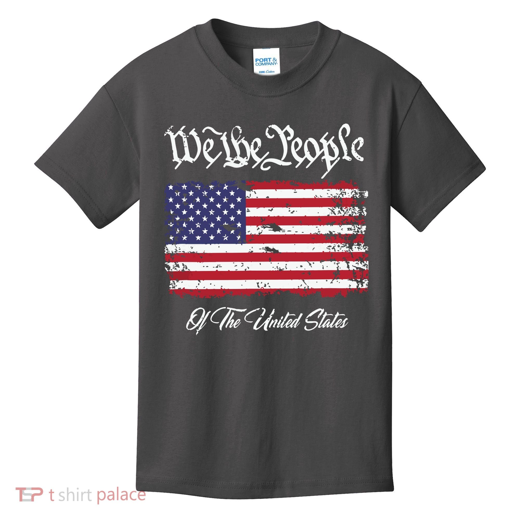 US Constitution We The People With Distressed Flag Kids T-Shirt