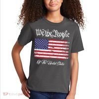 US Constitution We The People With Distressed Flag Kids T-Shirt thumb 2