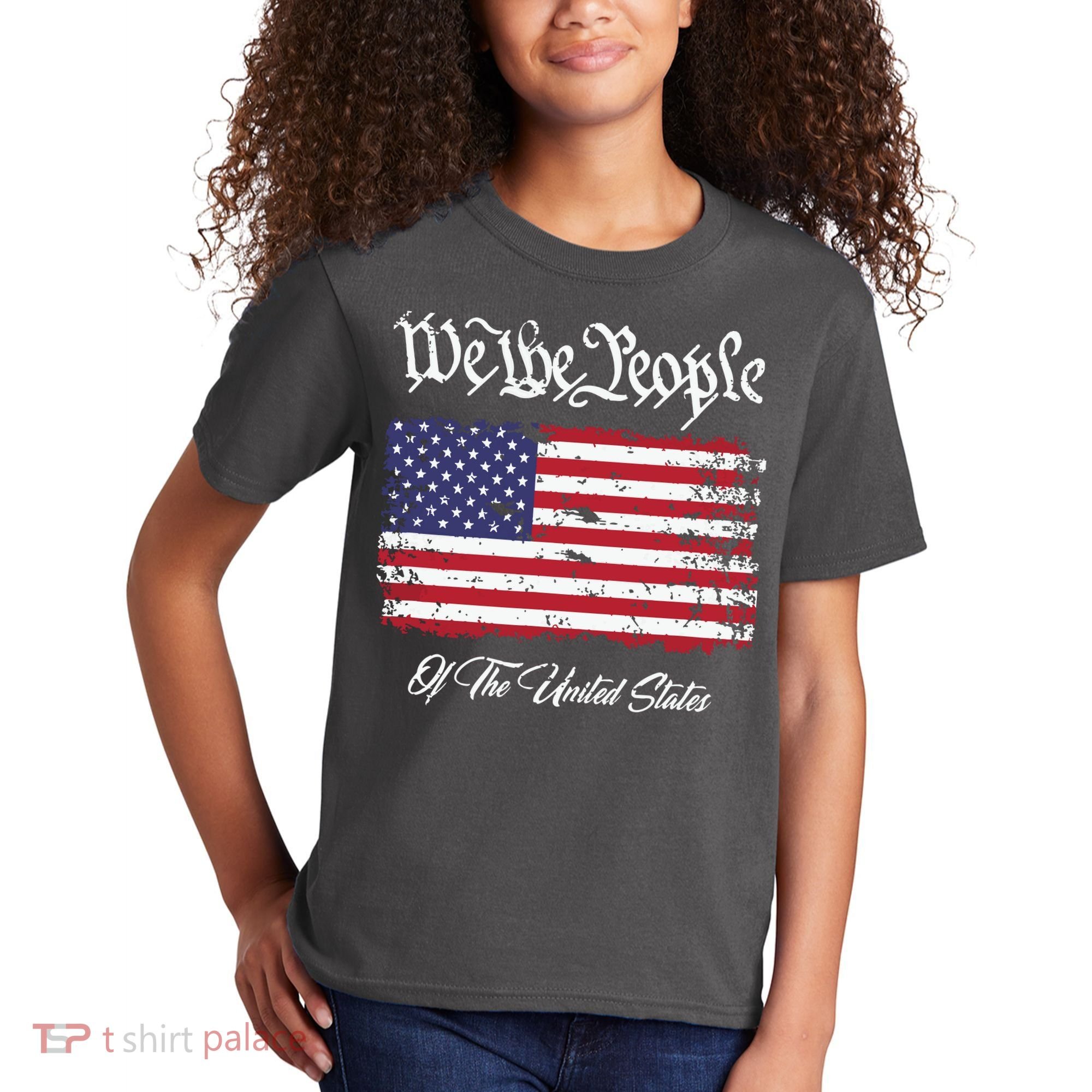 US Constitution We The People With Distressed Flag Kids T-Shirt