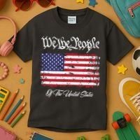 US Constitution We The People With Distressed Flag Kids T-Shirt thumb 3