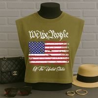 US Constitution We The People With Distressed Flag Garment-Dyed Women's Muscle Tee thumb 3