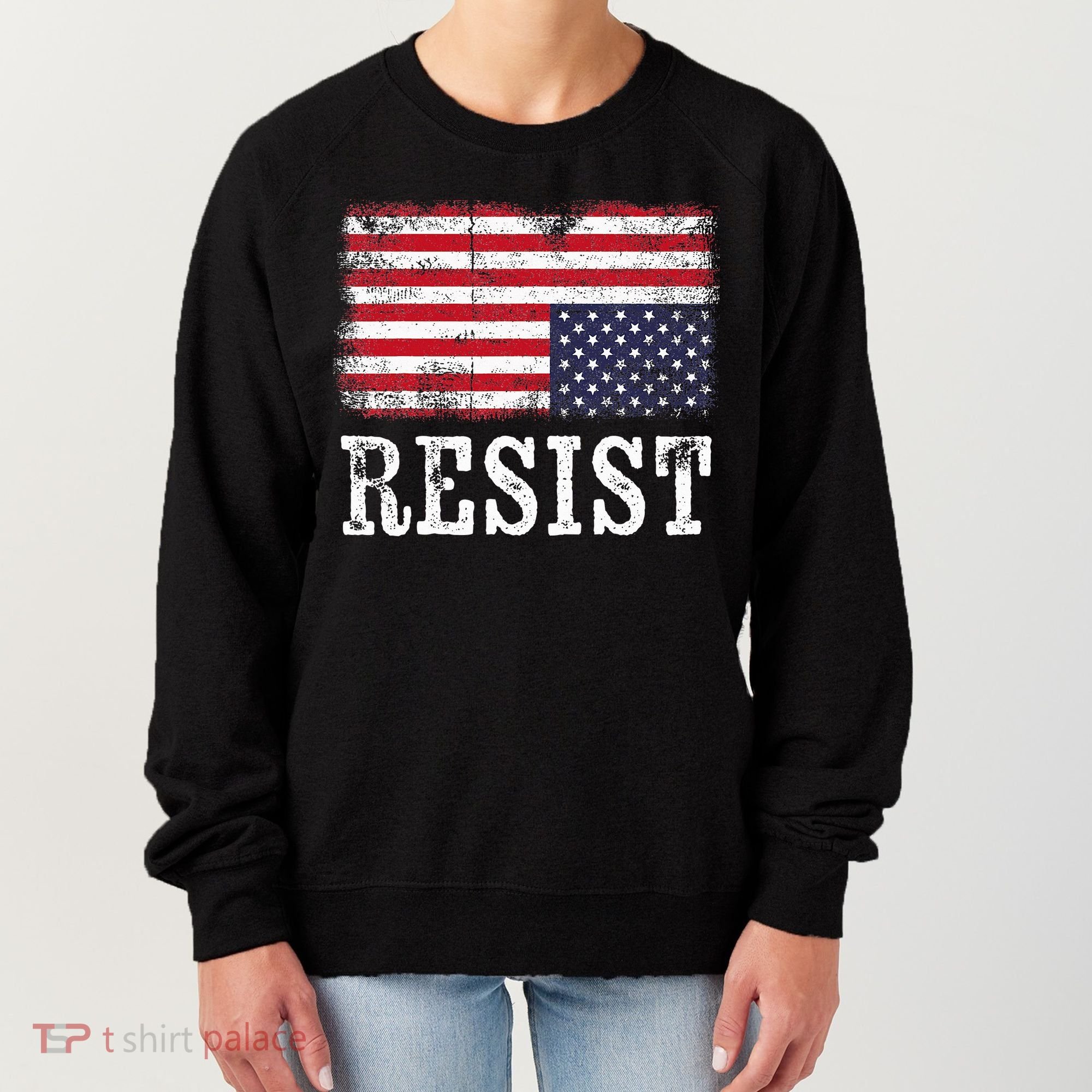 Upside Down American Flag Resist Distress United States Usa Women's Sweatshirt