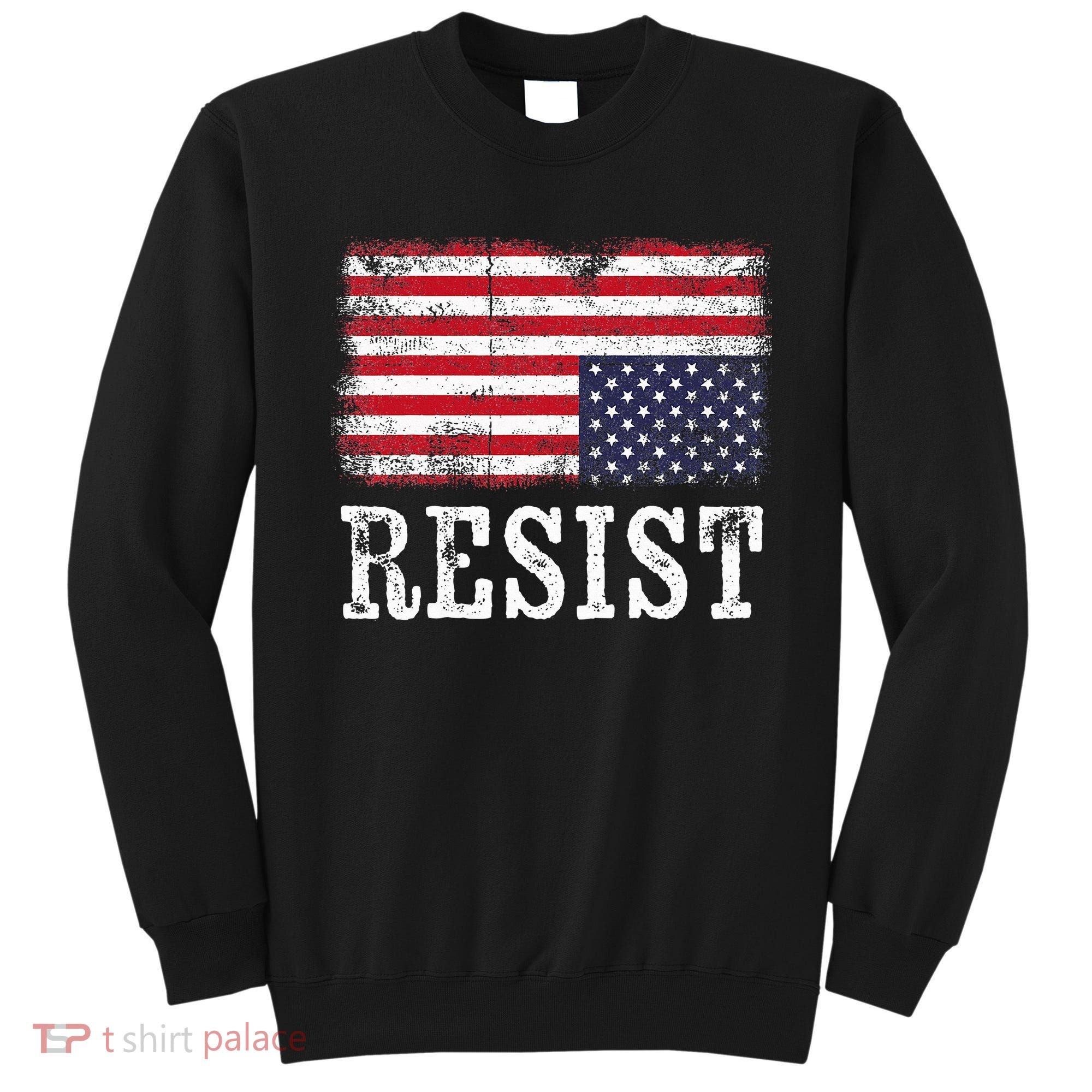 Upside Down American Flag Resist Distress United States Usa Sweatshirt