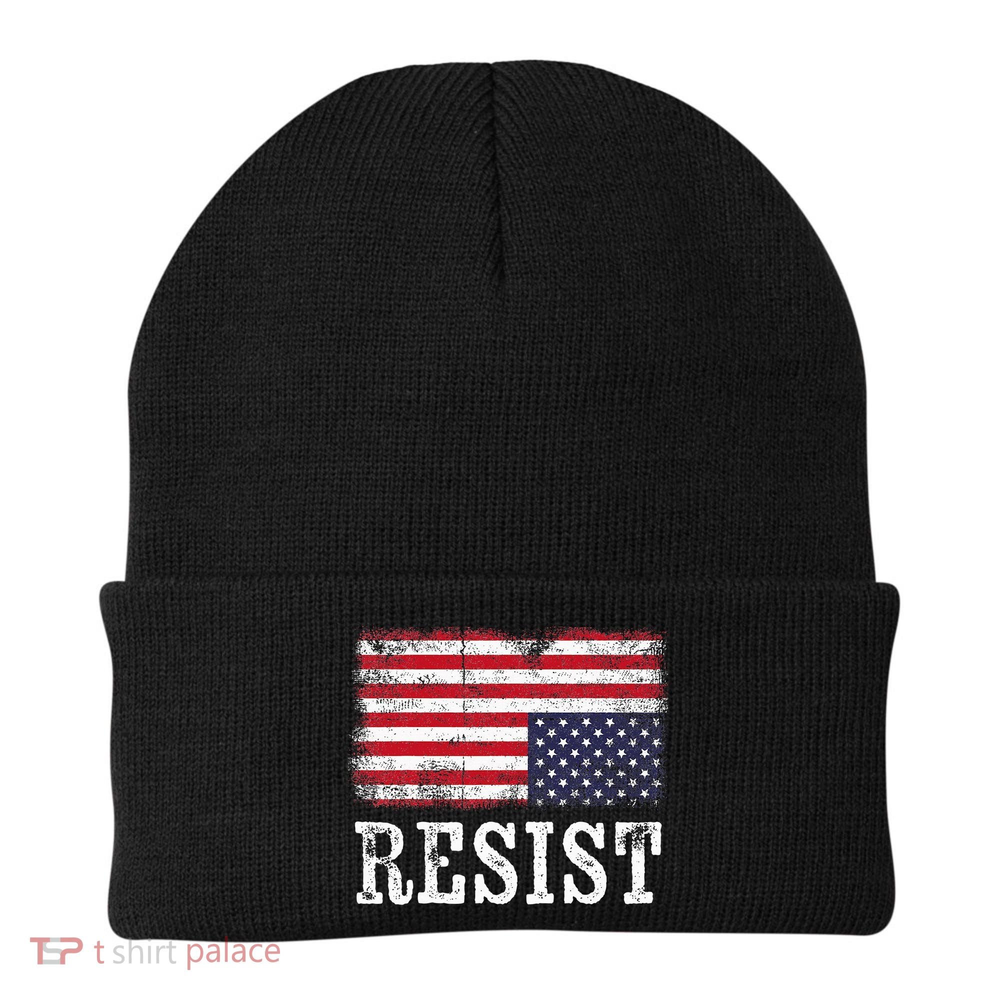 Upside Down American Flag Resist Distress United States Usa Beanie