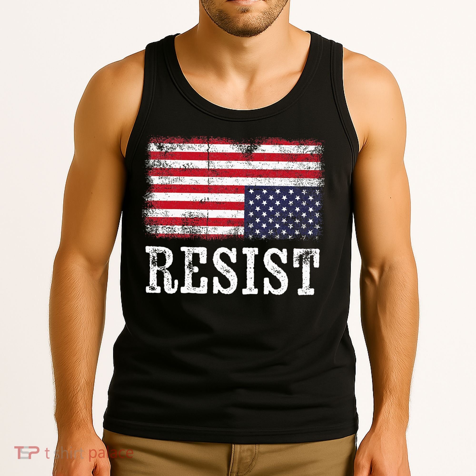 Upside Down American Flag Resist Distress United States Usa Tank Top