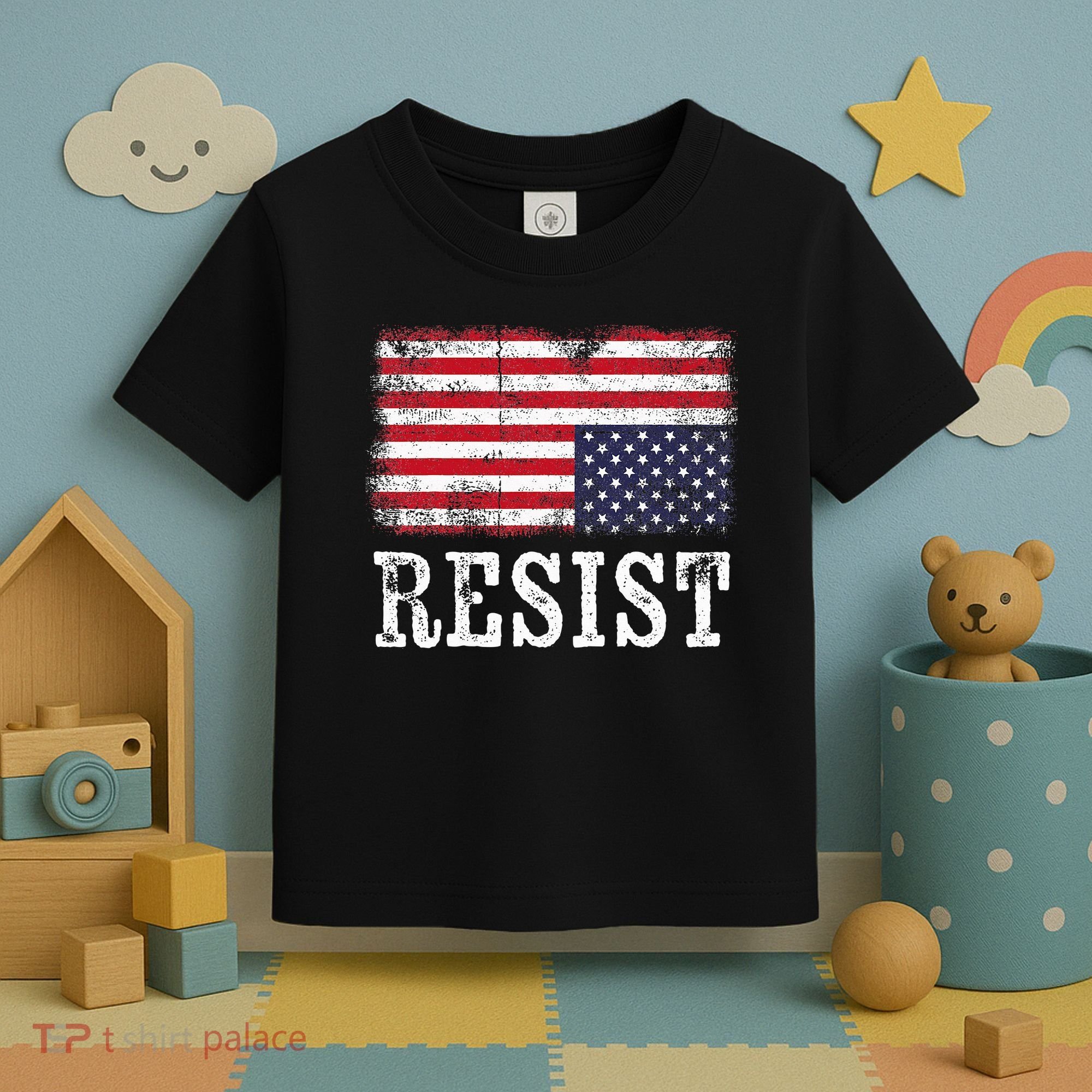 Upside Down American Flag Resist Distress United States Usa Toddler T-Shirt