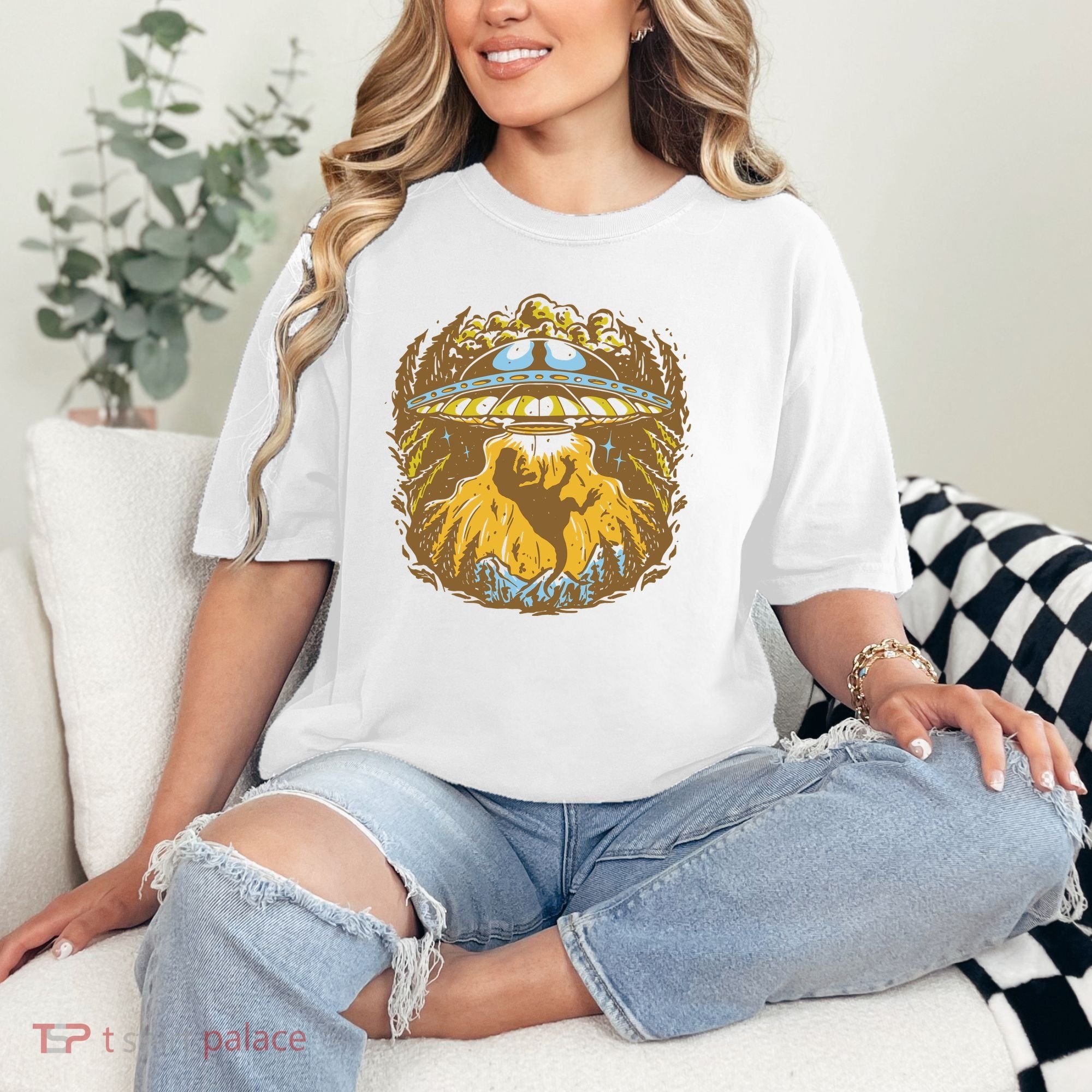 UFO Dinosaur Abduction Comfort Colors T-Shirt