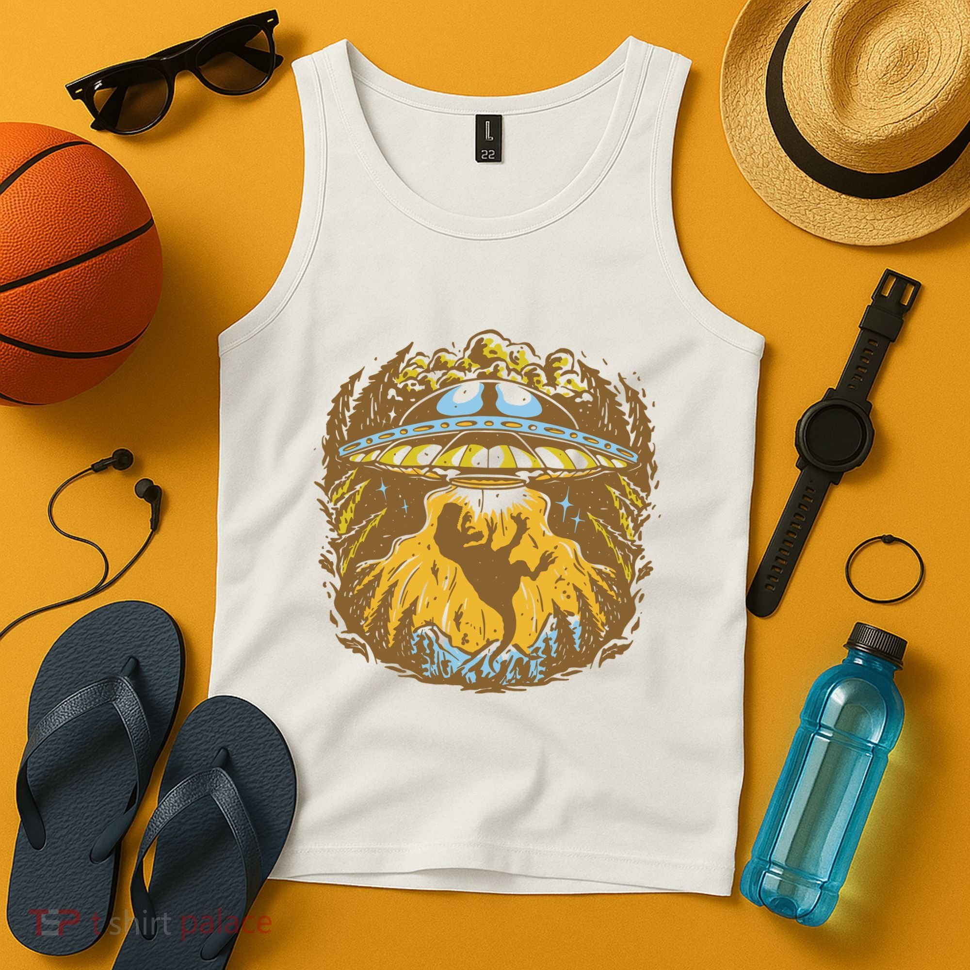 UFO Dinosaur Abduction Tank Top