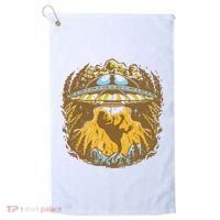 UFO Dinosaur Abduction Golf Towel thumb 0