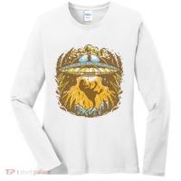 UFO Dinosaur Abduction Women's Long Sleeve Shirt thumb 0