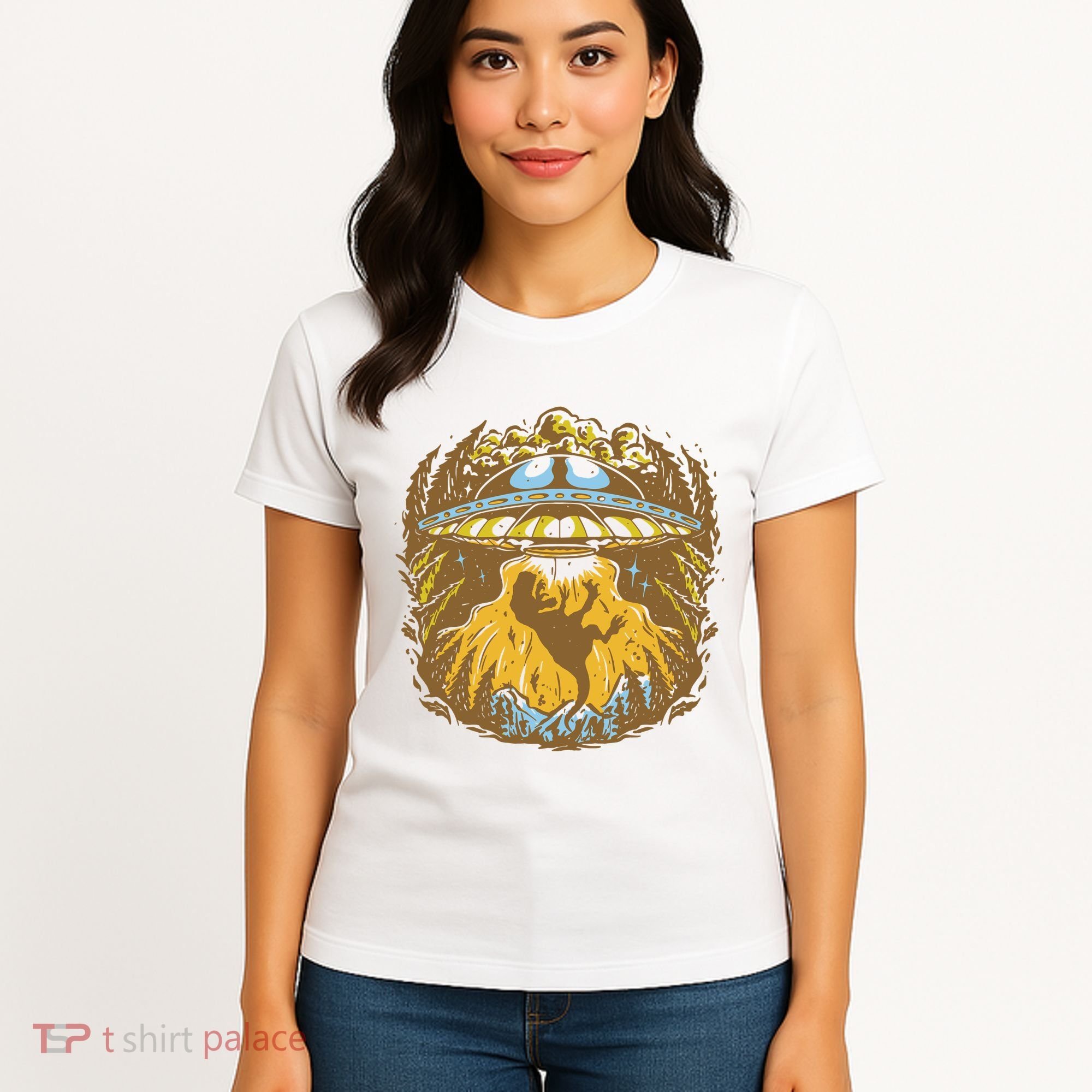 UFO Dinosaur Abduction Women's T-Shirt