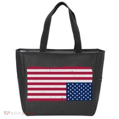 Upside Down American Flag Vintage Tote Bag