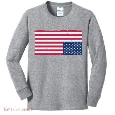 Upside Down American Flag Vintage Kids Long Sleeve Shirt