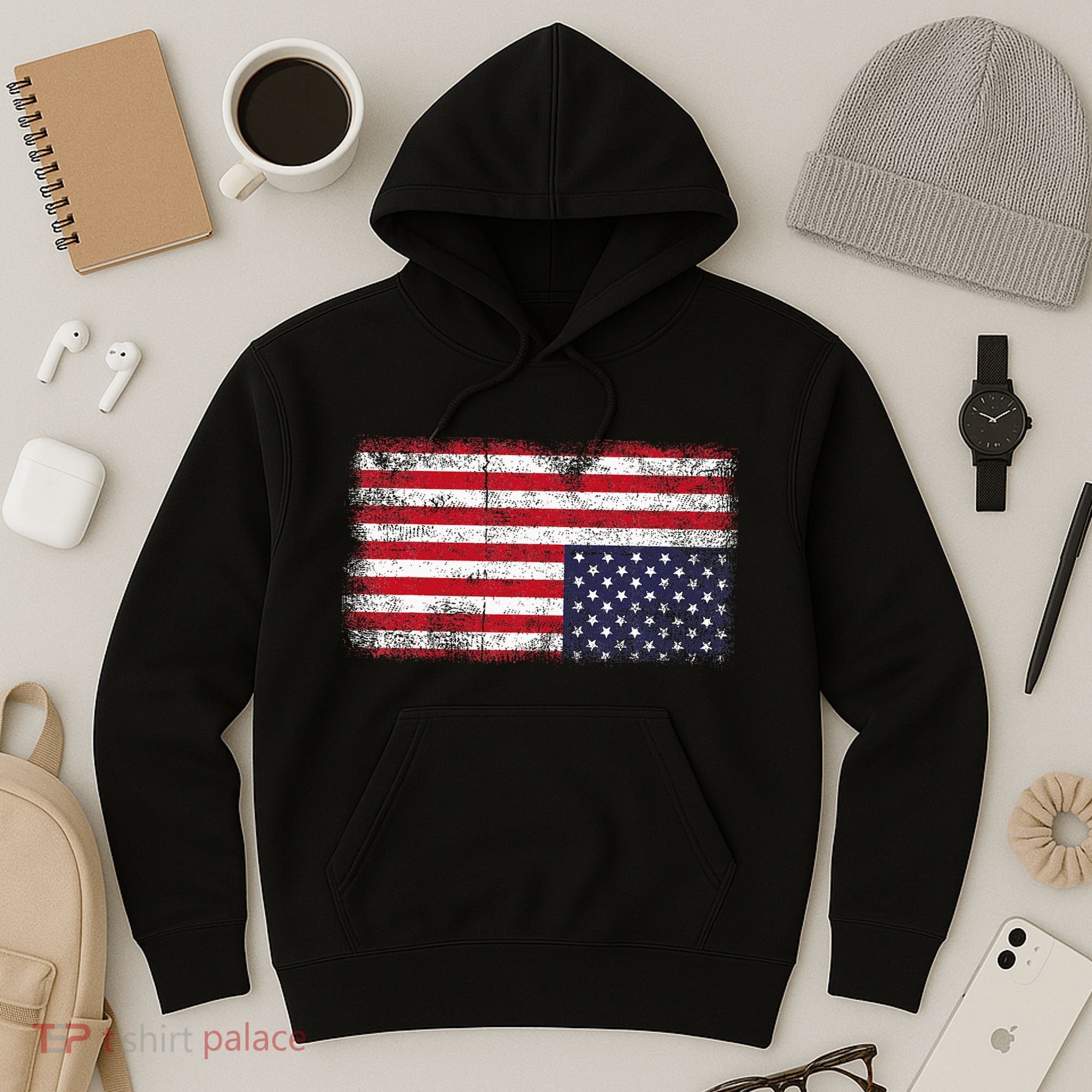 Upside Down American Flag Distress United States Usa Hoodie