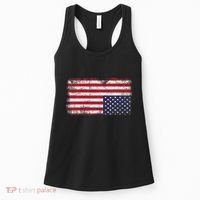 Upside Down American Flag Distress United States Usa Women's Tank Top thumb 0