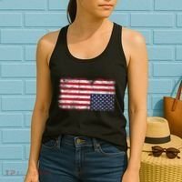 Upside Down American Flag Distress United States Usa Women's Tank Top thumb 2