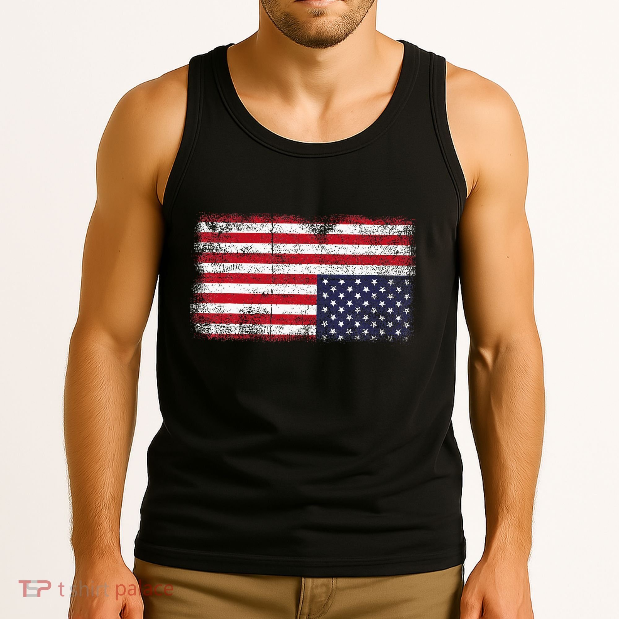 Upside Down American Flag Distress United States Usa Tank Top
