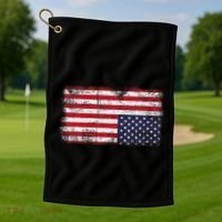 Upside Down American Flag Distress United States Usa Golf Towel thumb 1