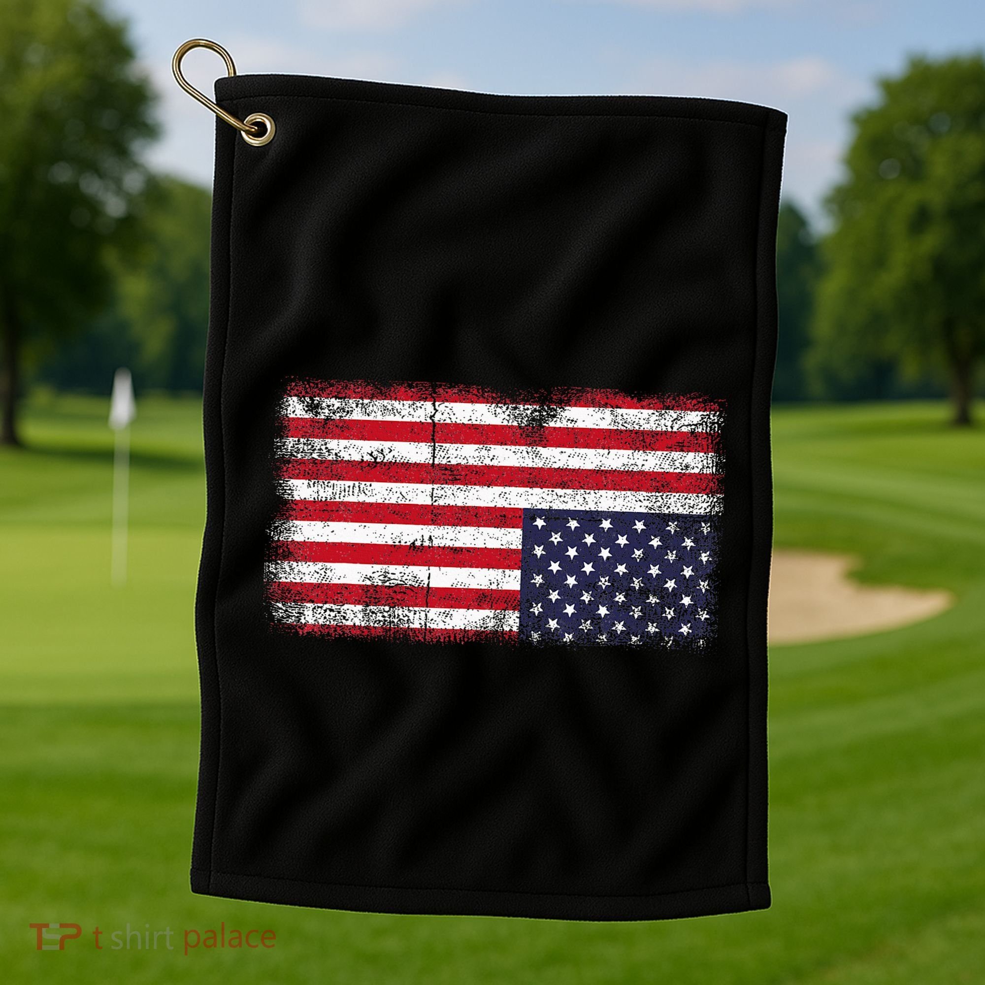 Upside Down American Flag Distress United States Usa Golf Towel