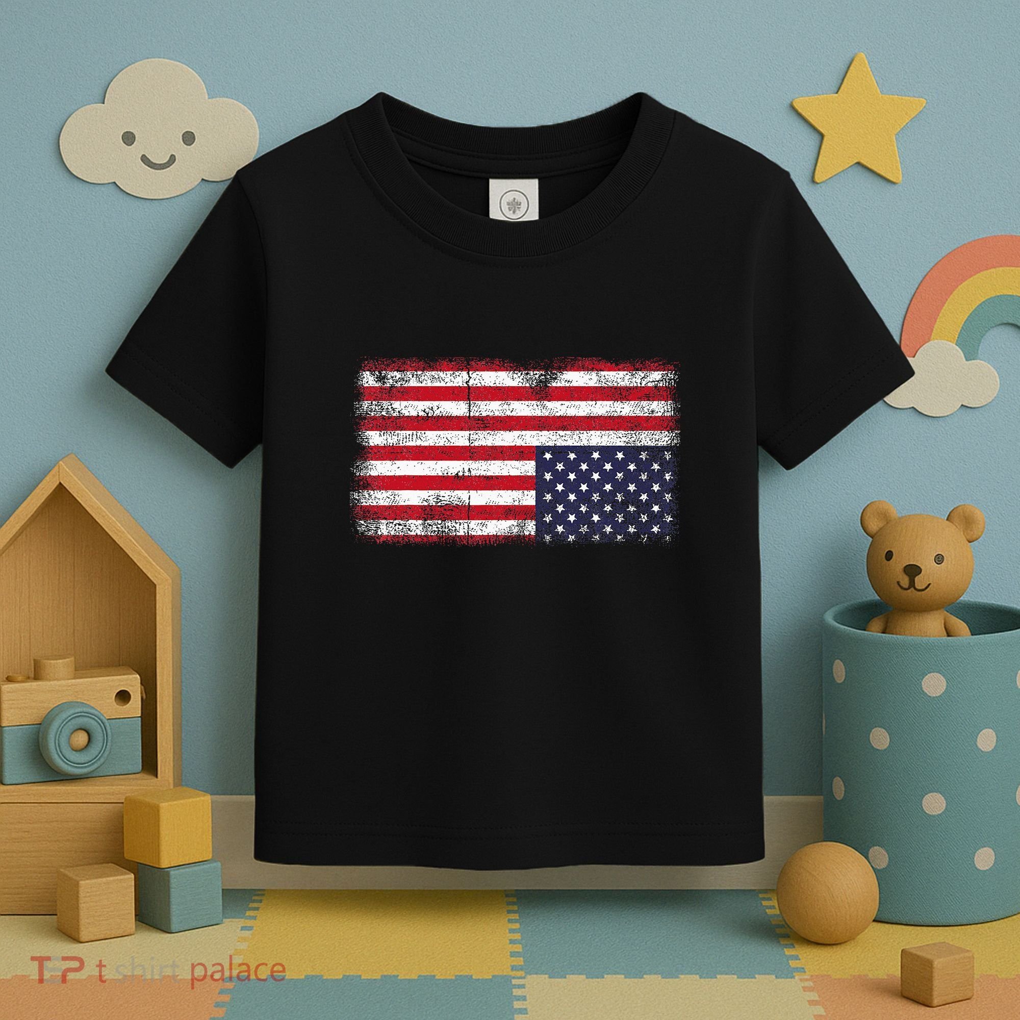 Upside Down American Flag Distress United States Usa Toddler T-Shirt