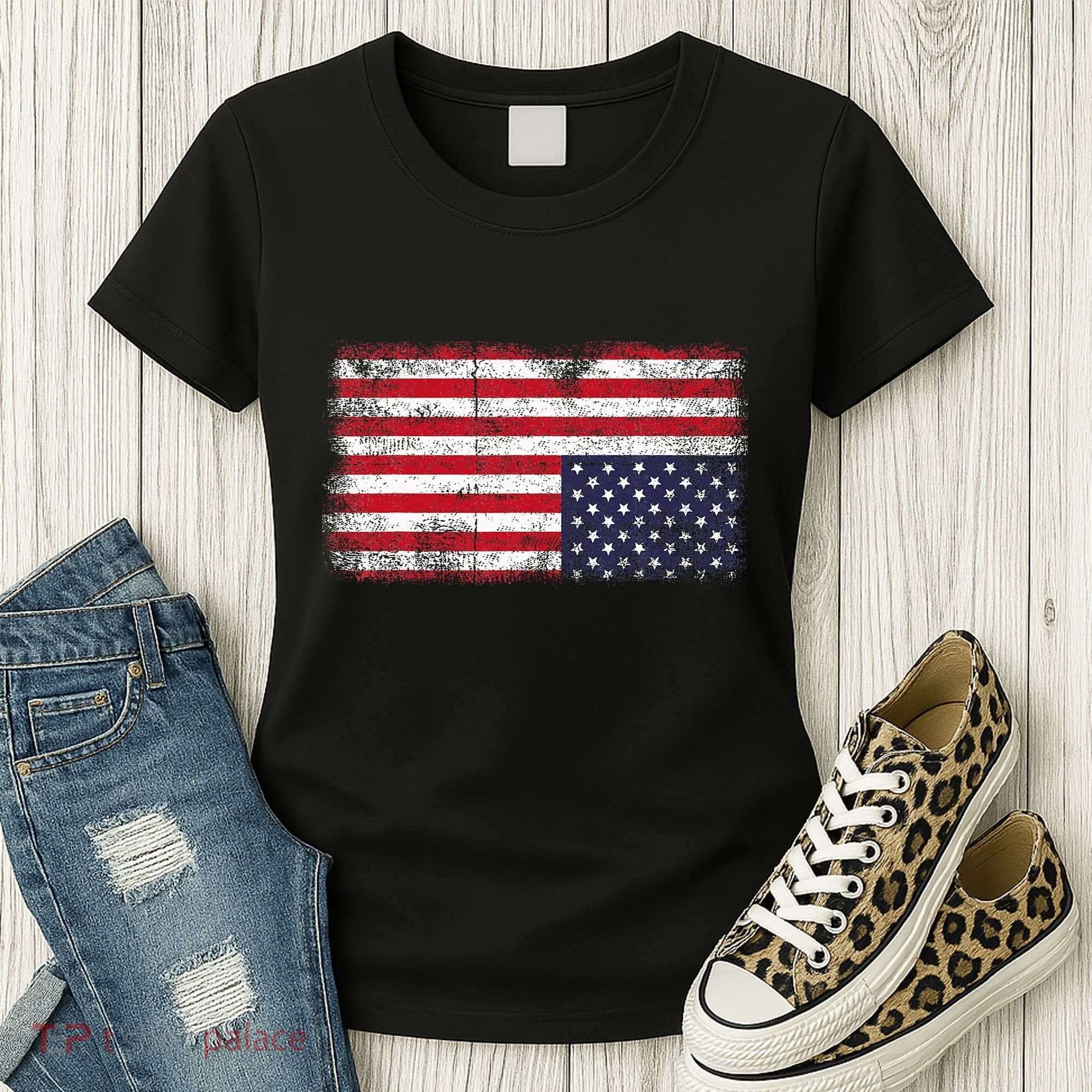 Upside Down American Flag Distress United States Usa Women's T-Shirt