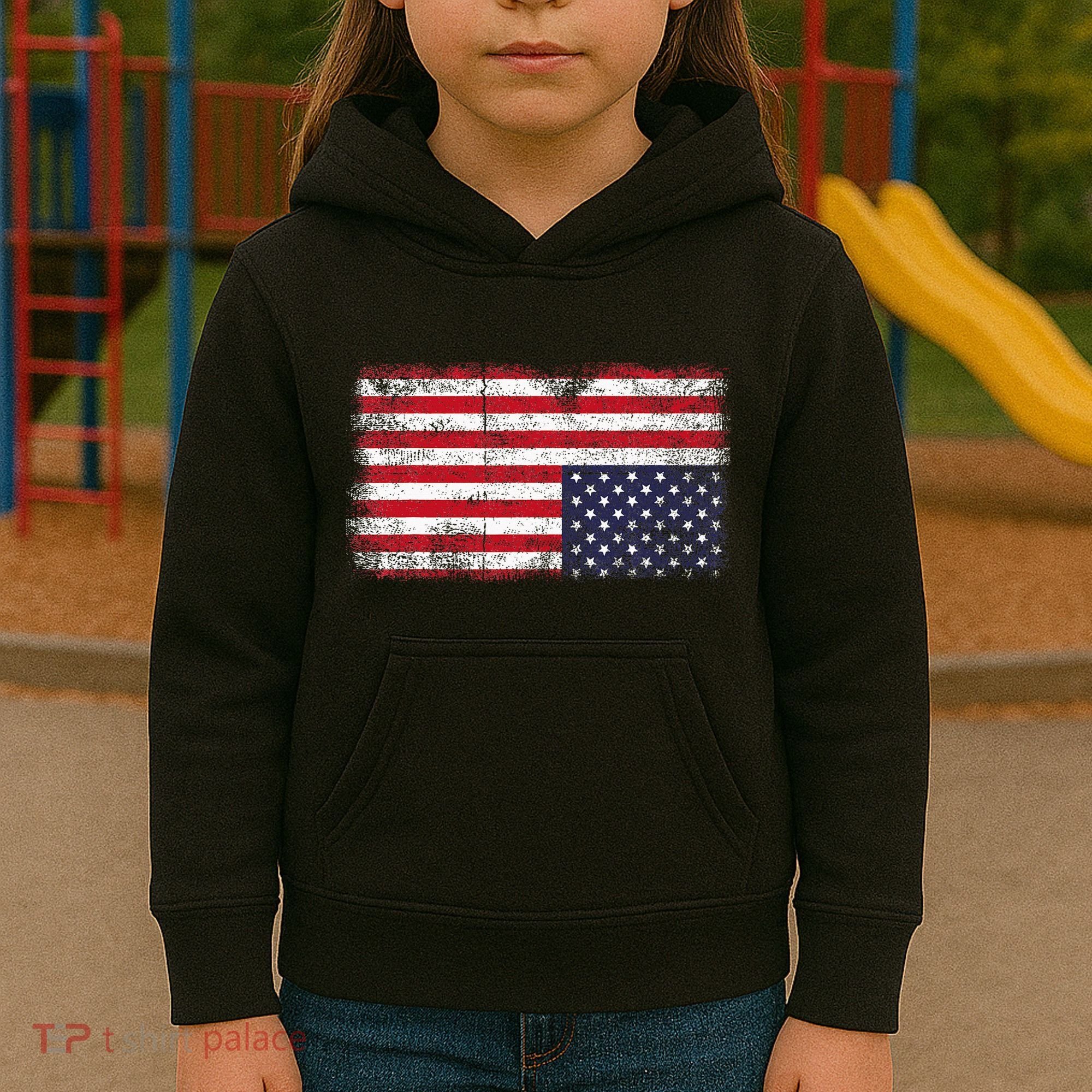 Upside Down American Flag Distress United States Usa Kids Hoodie