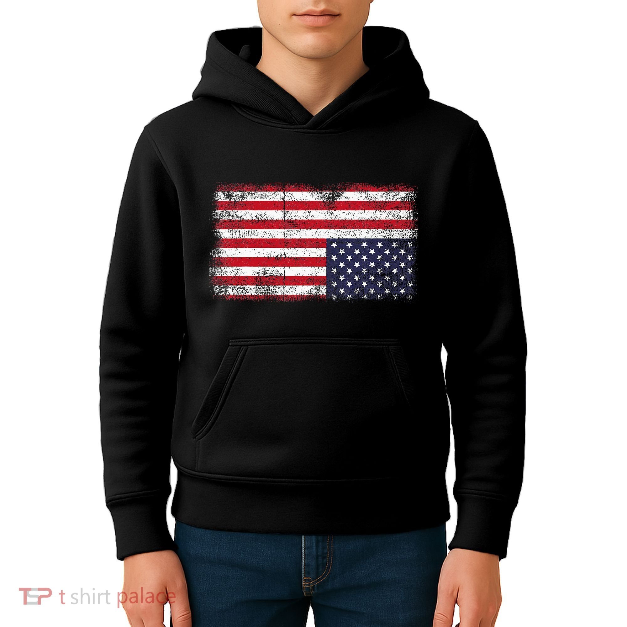 Upside Down American Flag Distress United States Usa Kids Hoodie