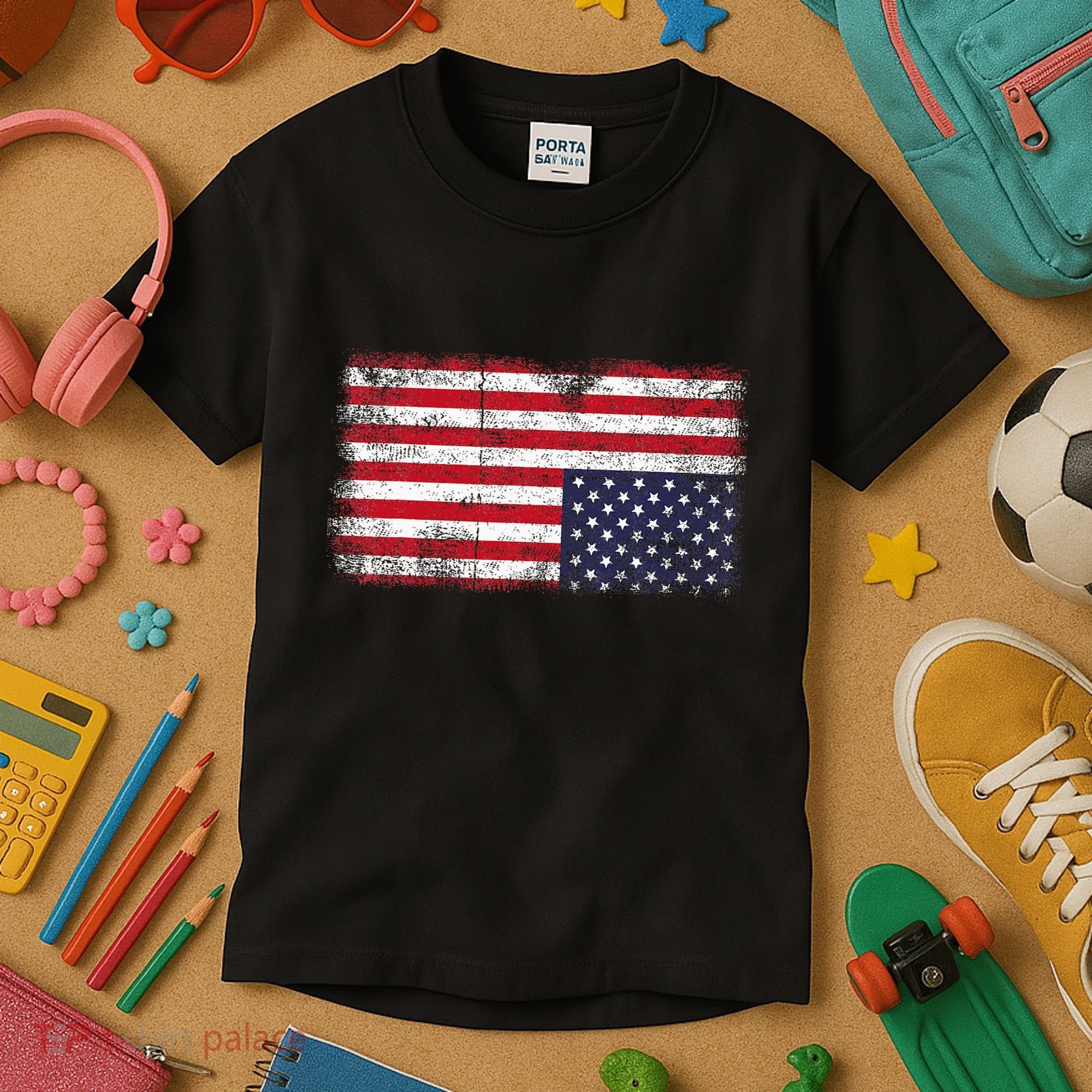 Upside Down American Flag Distress United States Usa Kids T-Shirt