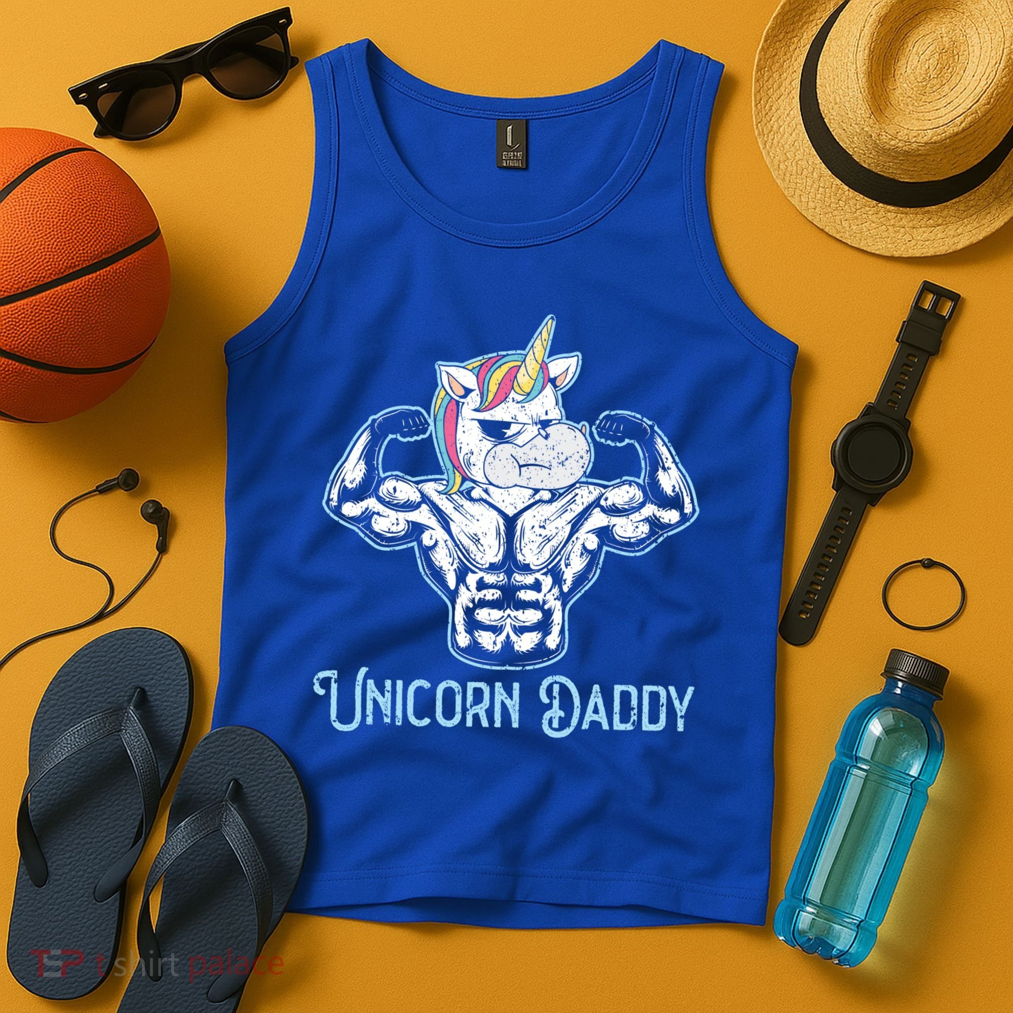 Unicorn Daddy Best Dad Ever Papa Fatherhood Fathers Day Gift Tank Top