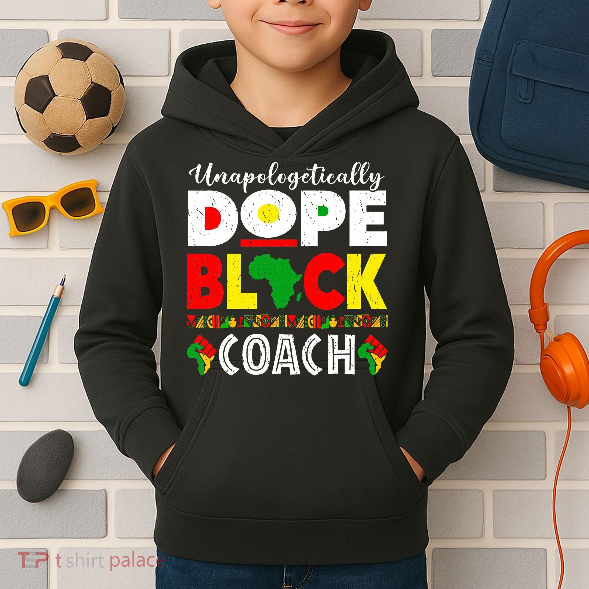 Unapologetically Dope Black Coach African Juneteenth Kids Hoodie
