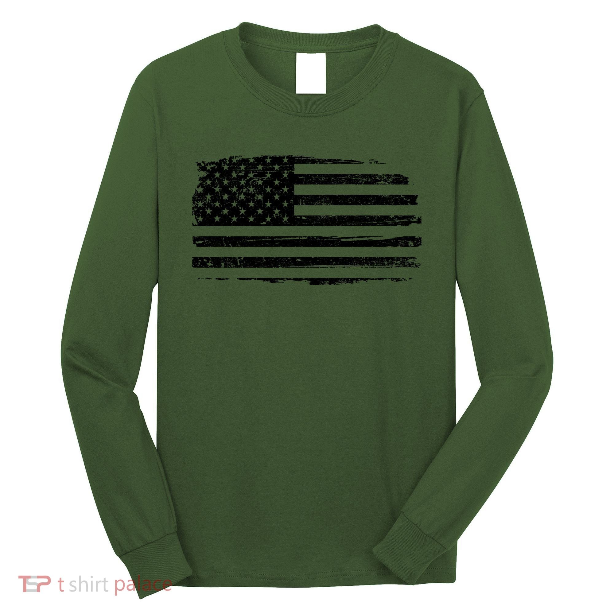 USA Distressed Flag Grunge Patriotic American Merica Pride Long Sleeve Shirt