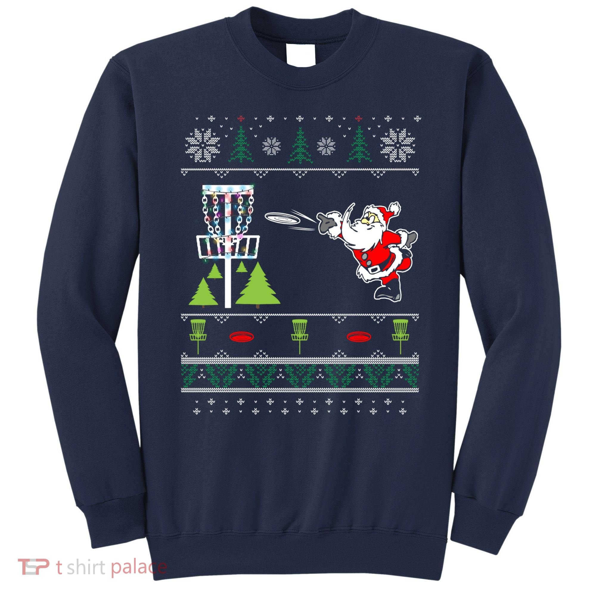 Ugly Disc Golf Santa Christmas Sweater Funny Xmas Frolf Sweatshirt
