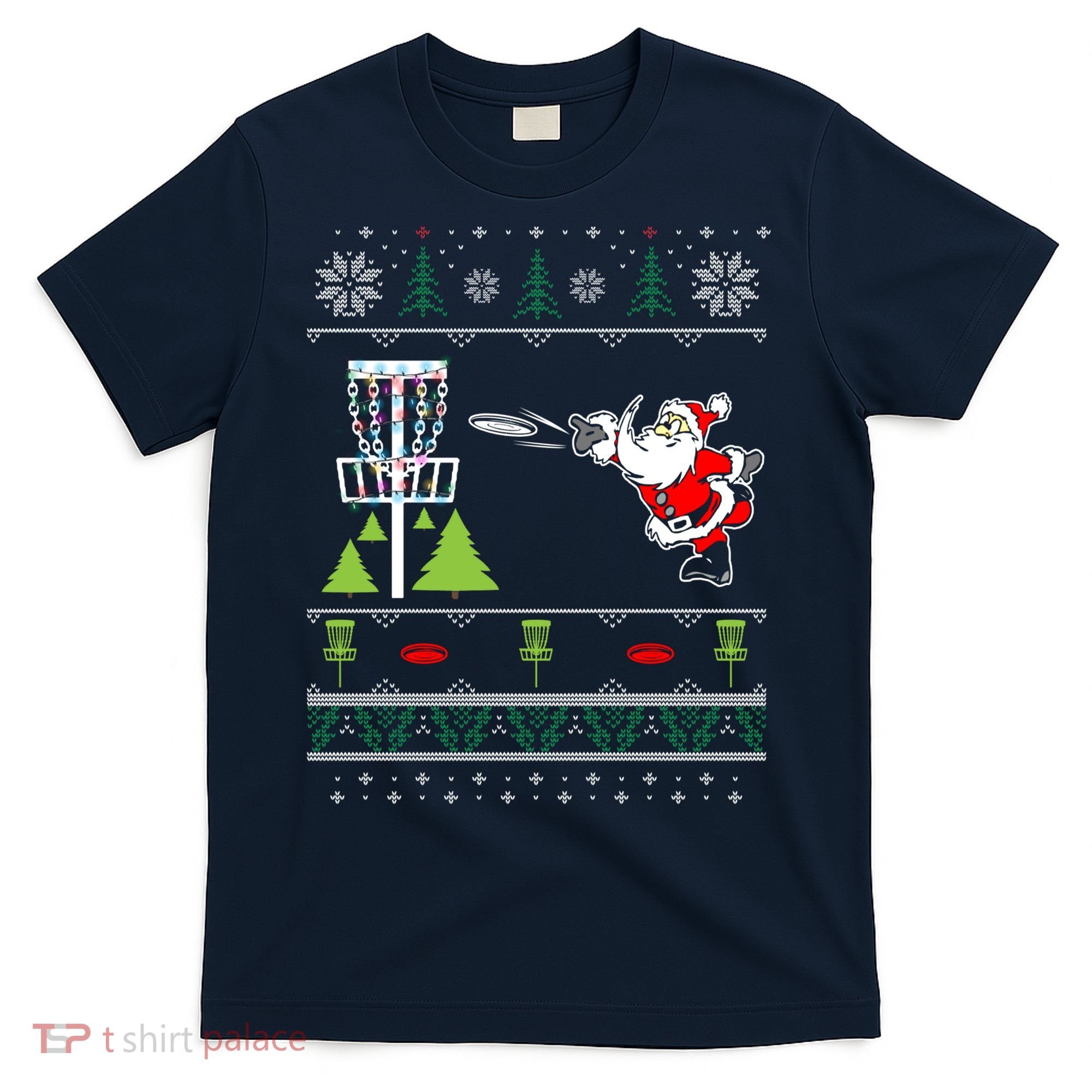 Ugly Disc Golf Santa Christmas Sweater Funny Xmas Frolf T-Shirt
