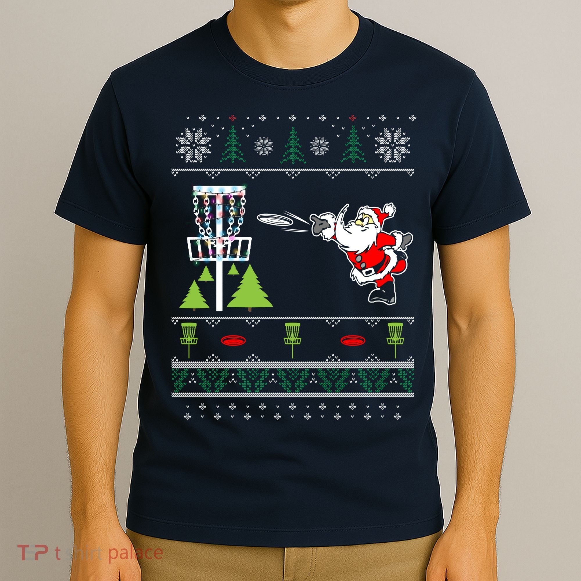 Ugly Disc Golf Santa Christmas Sweater Funny Xmas Frolf T-Shirt