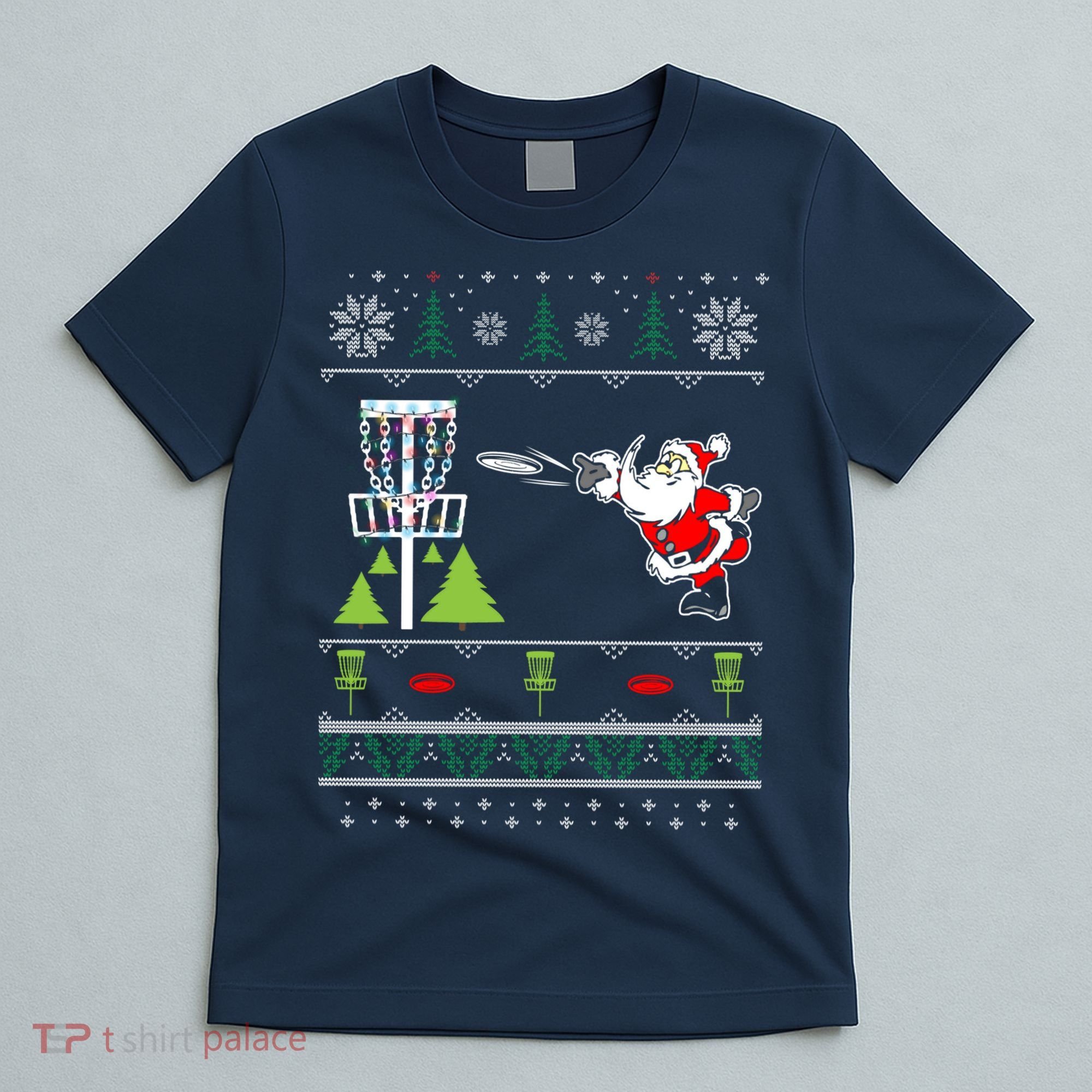 Ugly Disc Golf Santa Christmas Sweater Funny Xmas Frolf T-Shirt