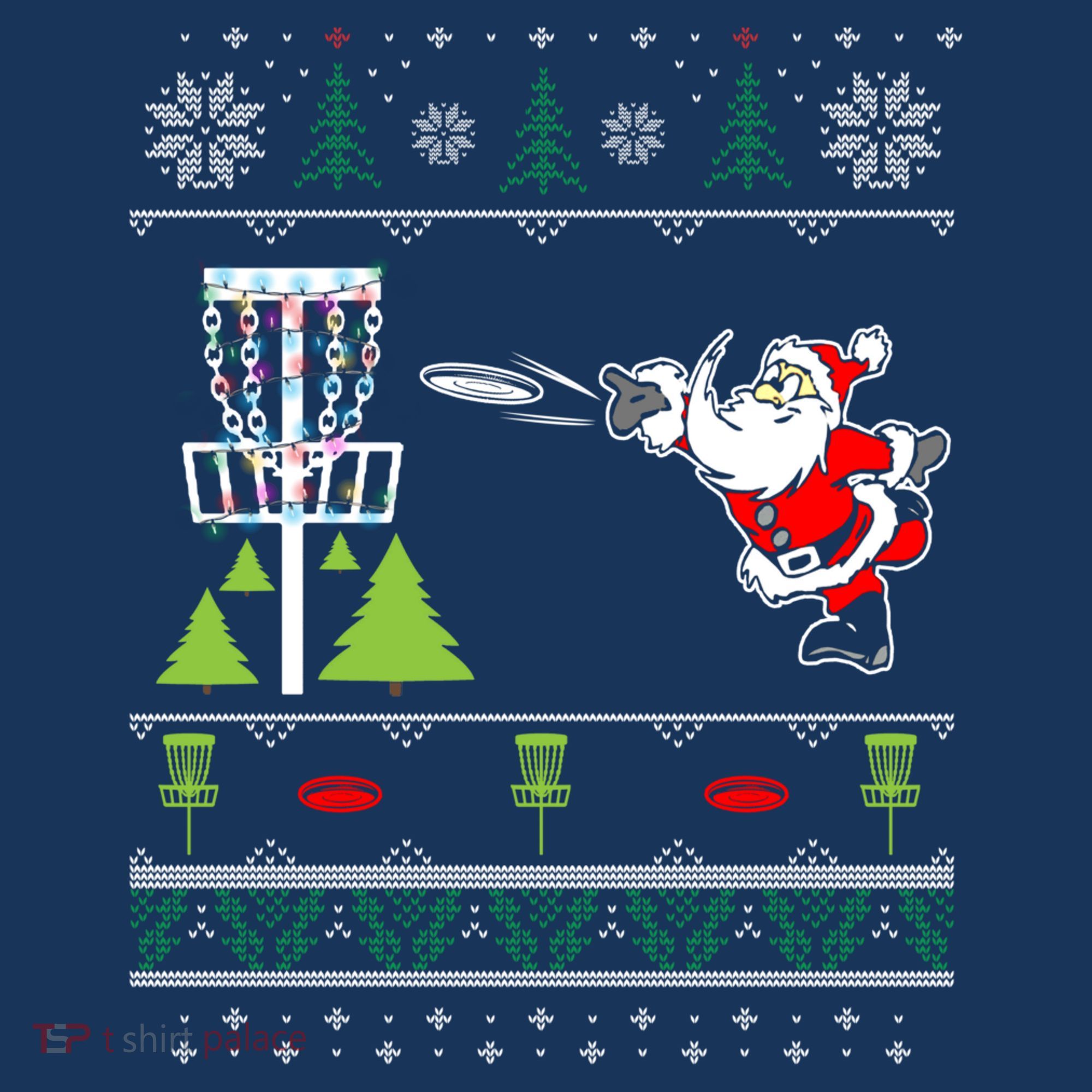 Ugly Disc Golf Santa Christmas Sweater Funny Xmas Frolf T-Shirt