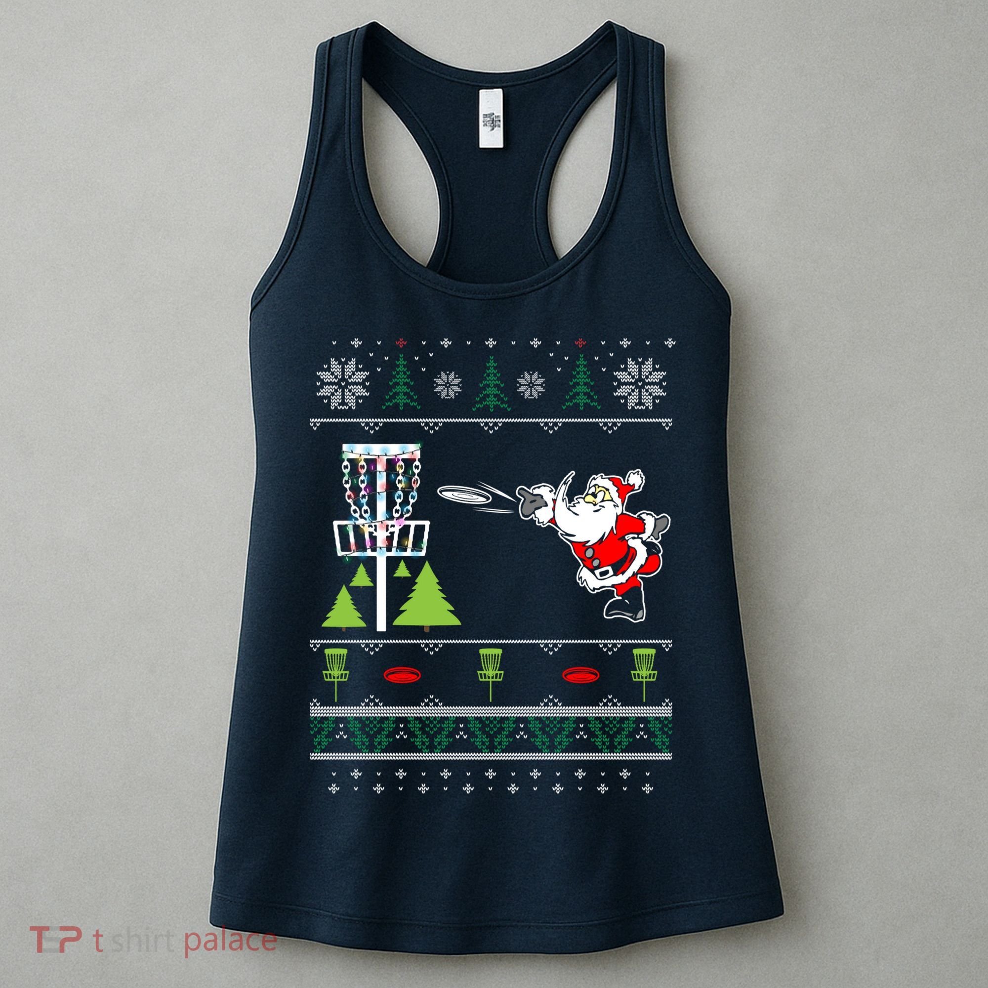 Ugly Disc Golf Santa Christmas Sweater Funny Xmas Frolf Women's Tank Top