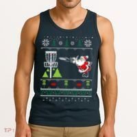 Ugly Disc Golf Santa Christmas Sweater Funny Xmas Frolf Tank Top thumb 3