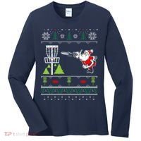 Ugly Disc Golf Santa Christmas Sweater Funny Xmas Frolf Women's Long Sleeve Shirt thumb 0