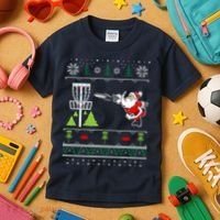 Ugly Disc Golf Santa Christmas Sweater Funny Xmas Frolf Kids T-Shirt thumb 3