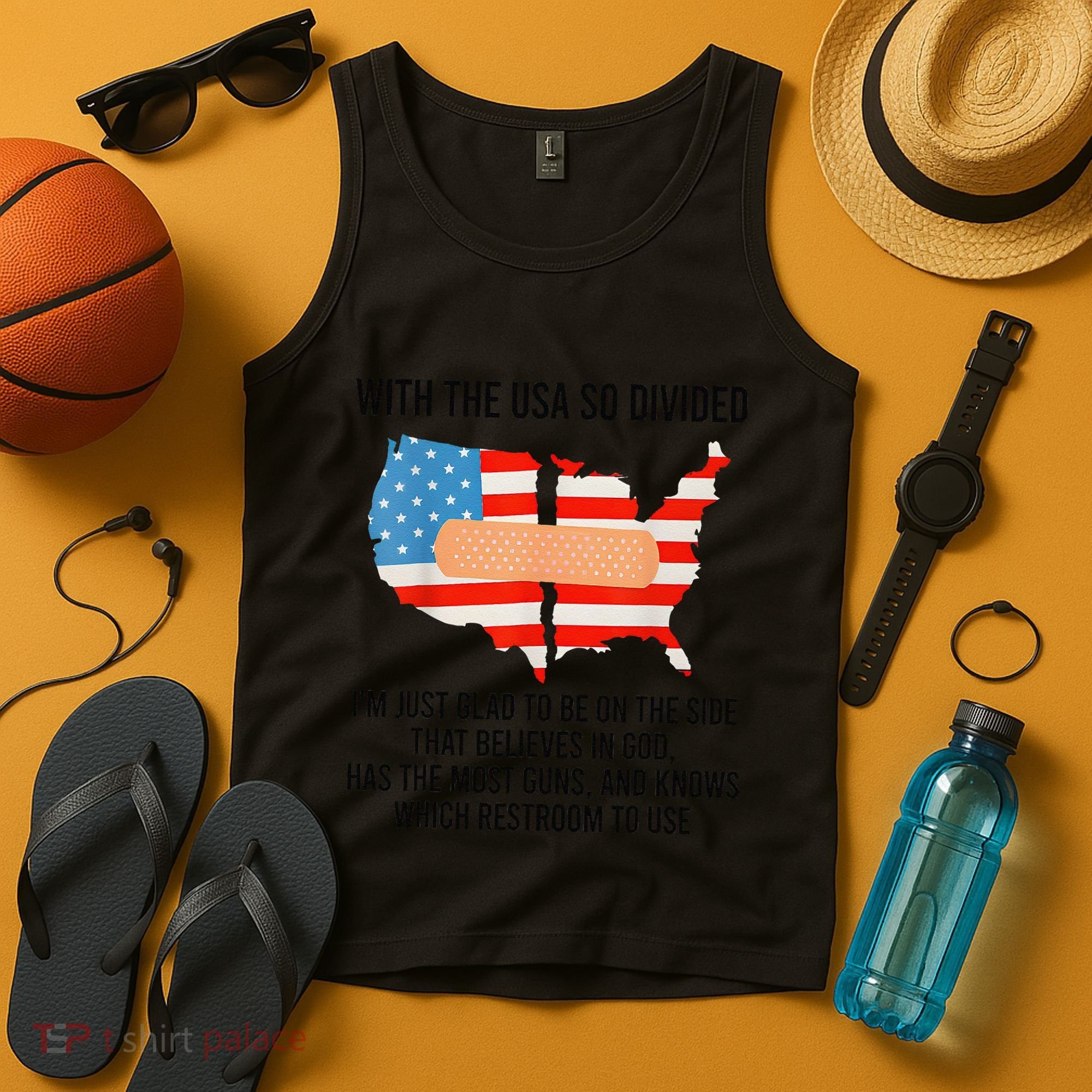 Usa Divided IM Just Glad To Be On The Side Believes In God Tank Top