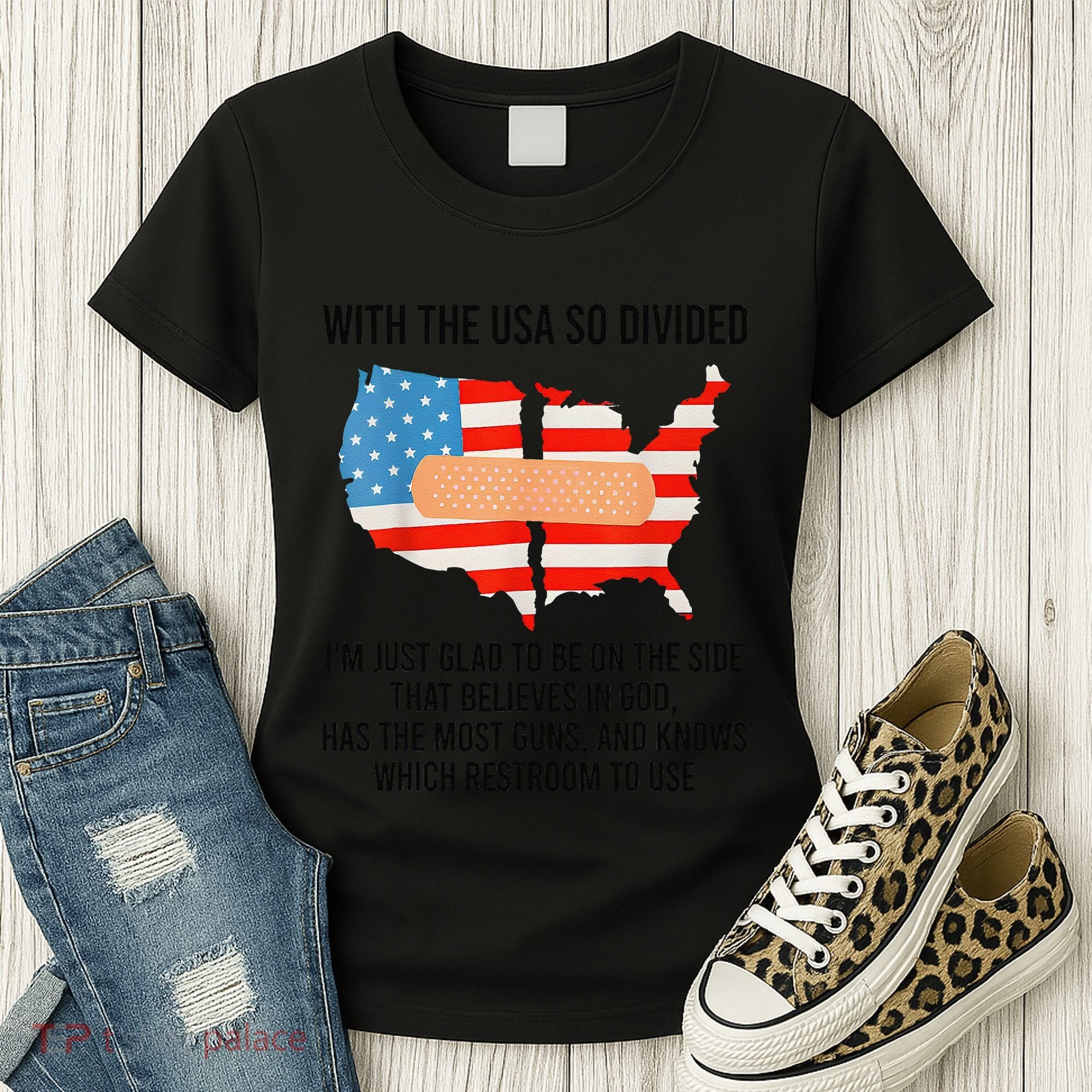 Usa Divided IM Just Glad To Be On The Side Believes In God Women's T-Shirt