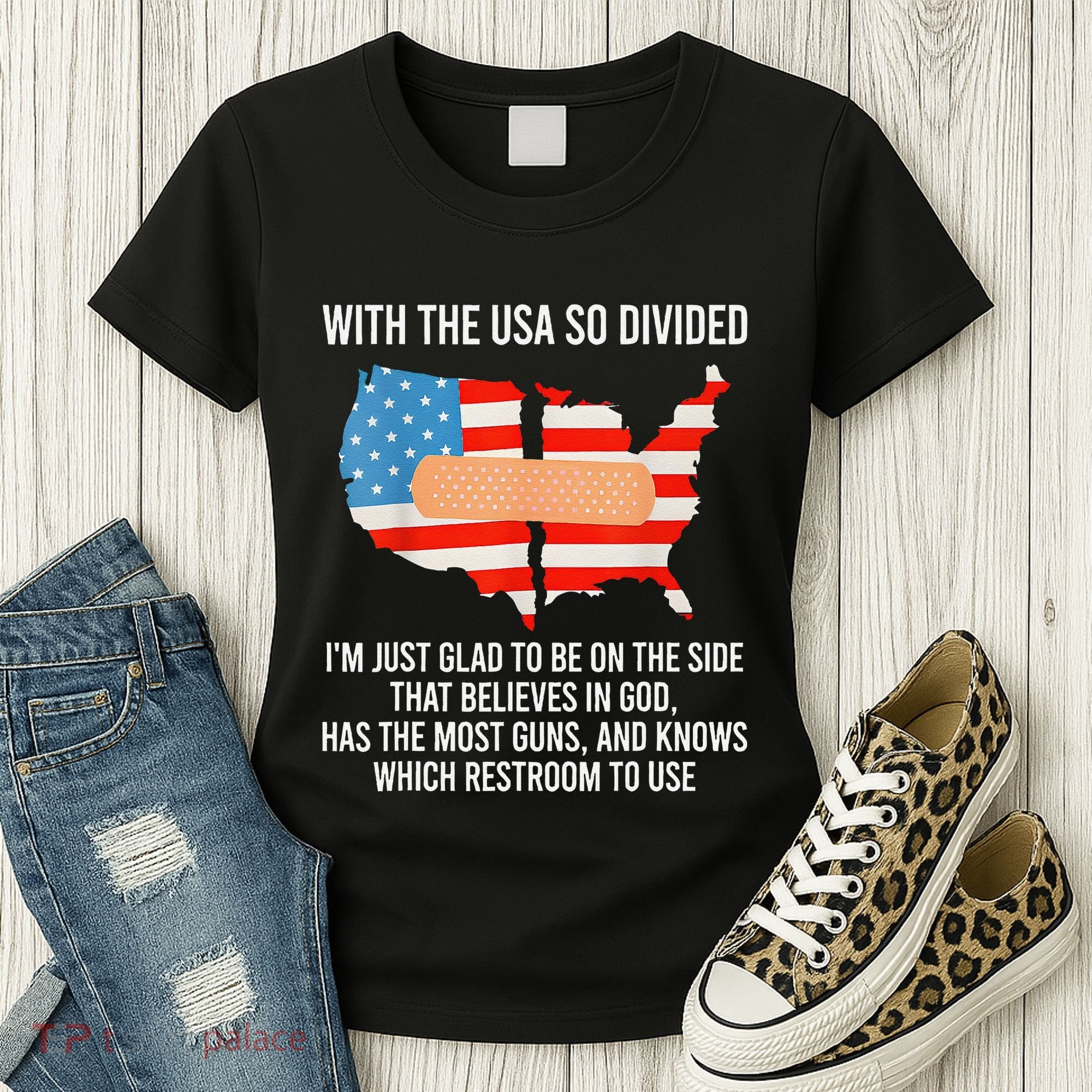 Usa Divided IM Just Glad To Be On The Side Believes In God Women's T-Shirt