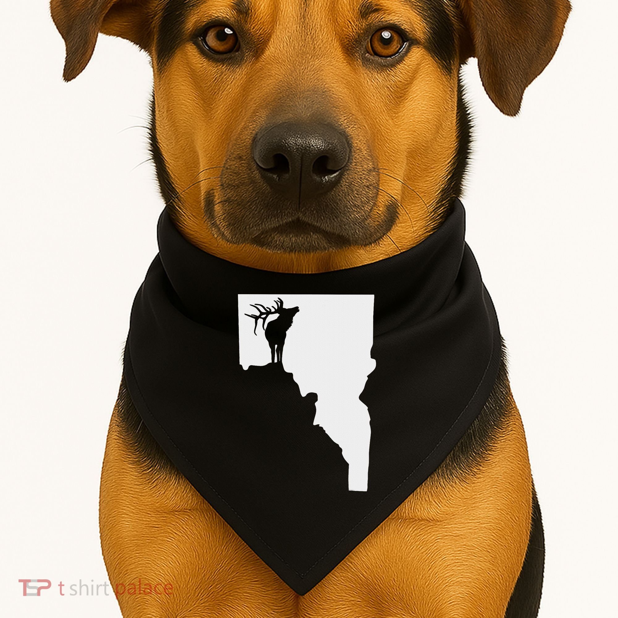 Upside Down Idaho Elk USA-Made Doggie Bandana