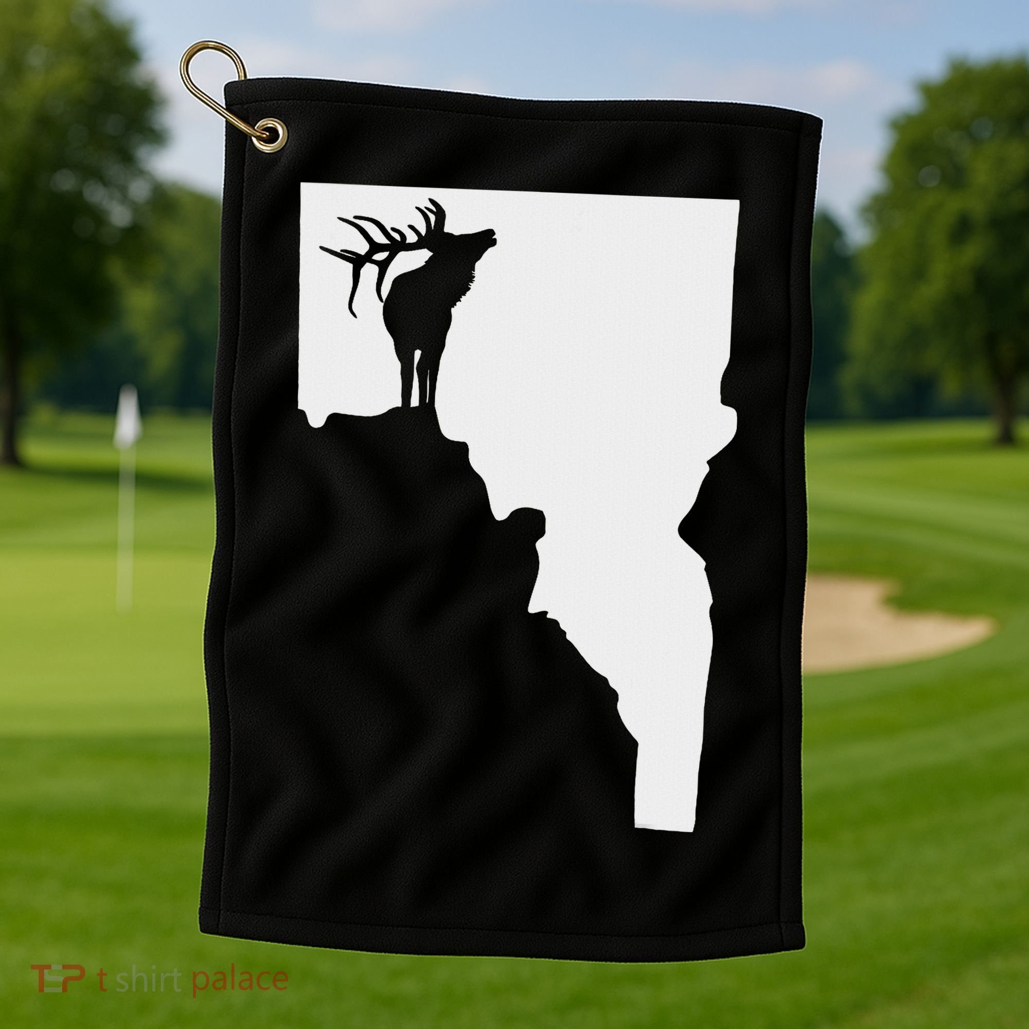 Upside Down Idaho Elk Golf Towel