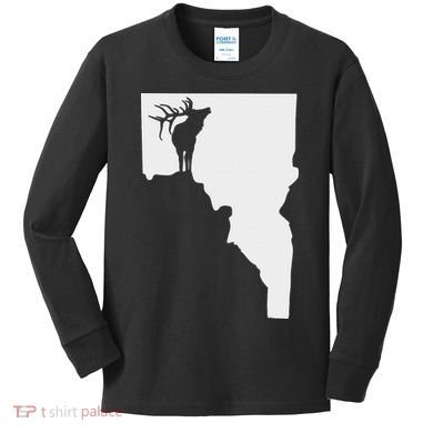 Upside Down Idaho Elk Kids Long Sleeve Shirt