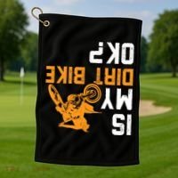 Upside Down Is My Dirt Bike OK? Dirt Bikers Golf Towel thumb 1