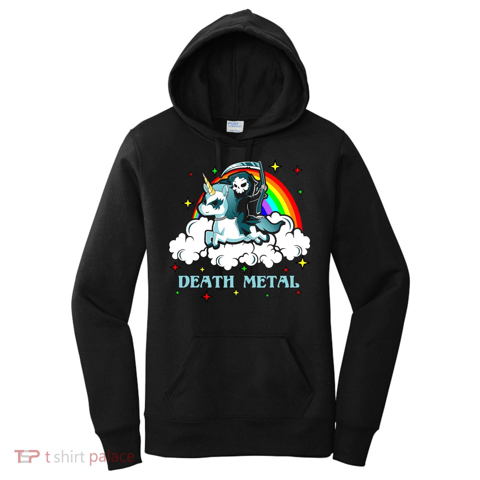 Unicorn Death Metal Rocker Go To Hell Rainbow Women's Hoodie