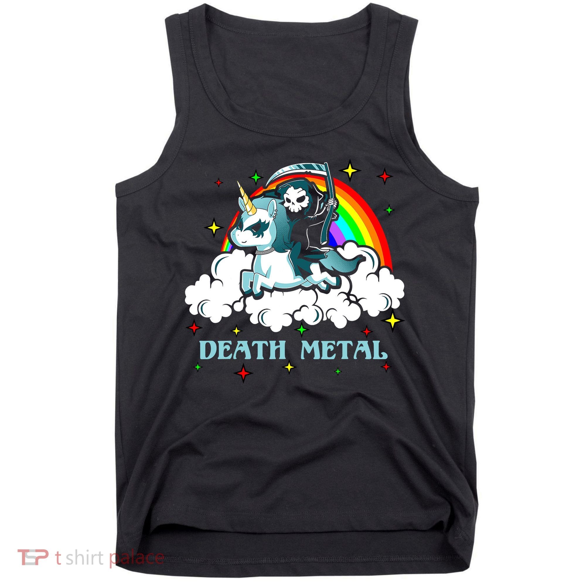 Unicorn Death Metal Rocker Go To Hell Rainbow Tank Top